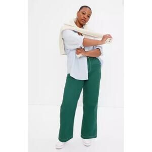 NEW Gap High Rise 90s Loose Carpenter Pants With Washwell June Bug Green Size 12